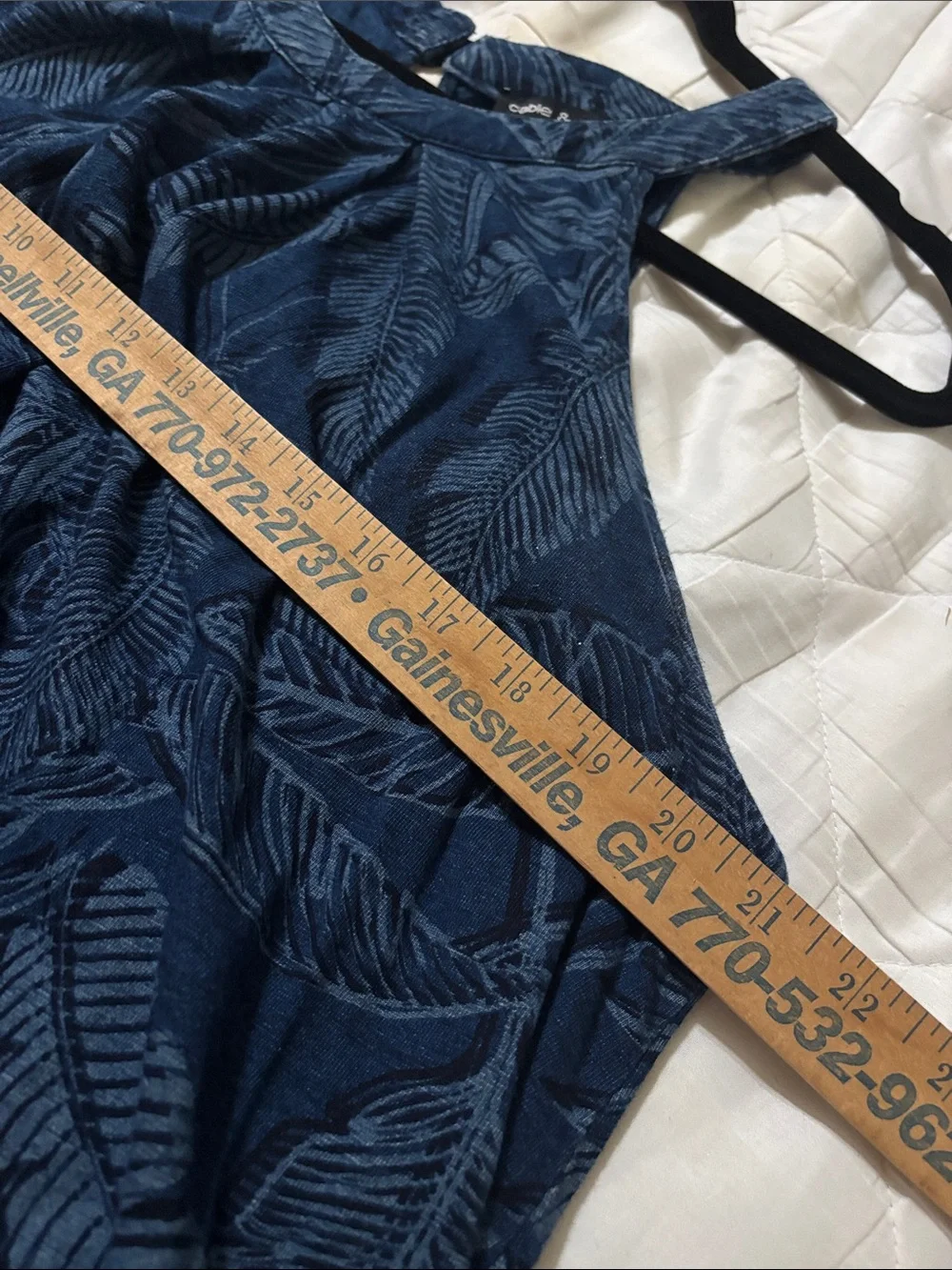 Cable & Gauge Blue Palm-Print Pleated Swing Tank - Picture 5 of 6